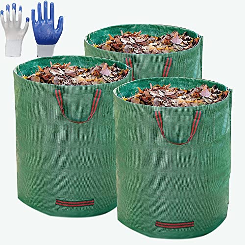 Wlflash Garden Waste Bag 3Pack 72 Gallons Free Golves Lawn Garden Bags (D26, H30 inches
