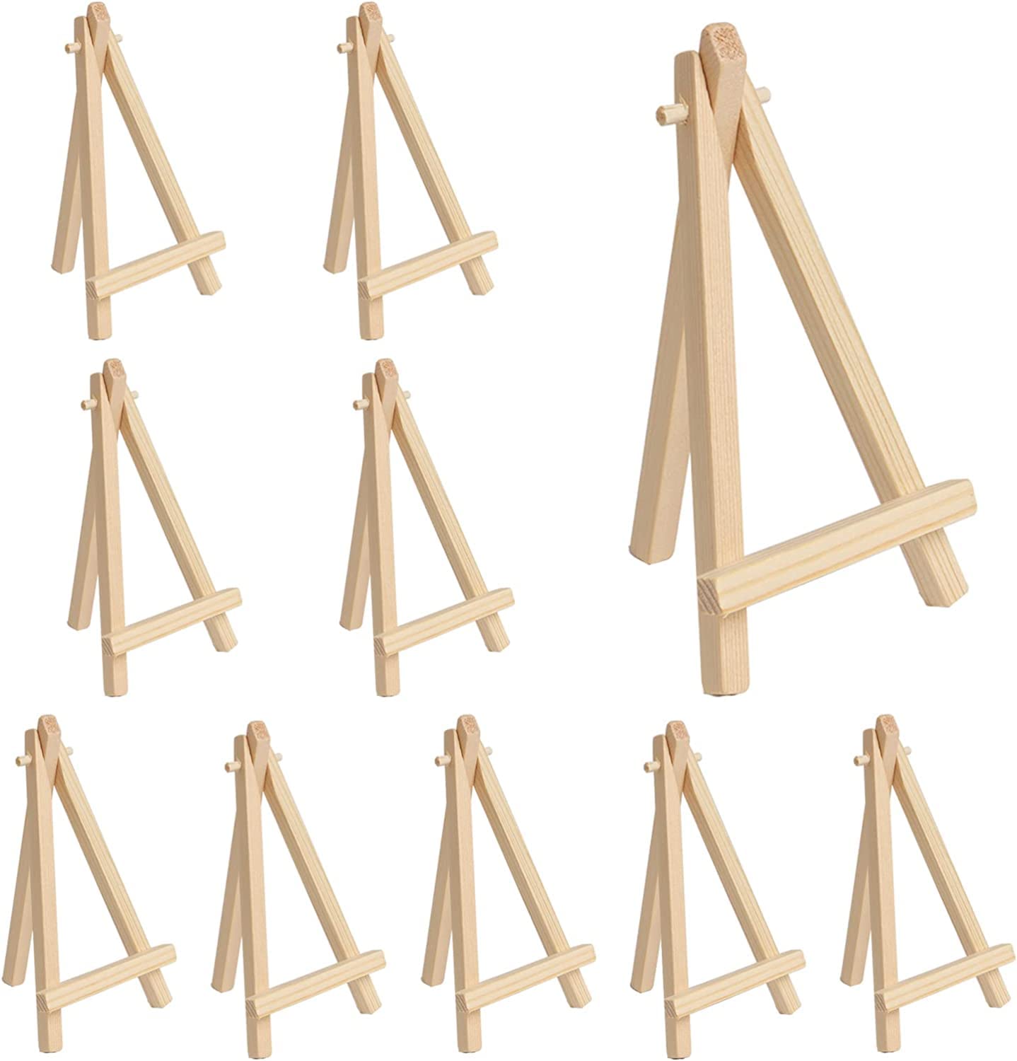 KBNIAN 10PCS Wooden Mini Easel, Mini Easel Stands Wooden Tabletop Display Easel Mini Wooden Artist Easel Tabletop Holder Stand for Small Canvases, Kids Crafts, Business Cards, Signs, Photos, Gifts