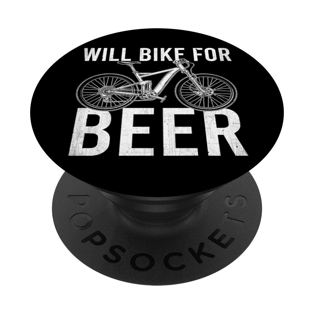 Will Bike For Beer - Cycling Road Bike & Beer Lover PopSockets PopGrip: Swappable Grip for Phones & Tablets
