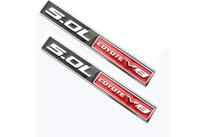 2pcs 5.0L Coyote V8 Emblems, 3D Trim Fender Hook Trunk Badge Decals Stickers Compatible for Mustang F150 (Black/Red)