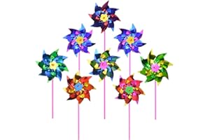 YOLYOO Plastic Rainbow Pinwheel,Windmill Party Pinwheels DIY Pinwheels Set for Kids Toy Garden Lawn Party Decor (20)