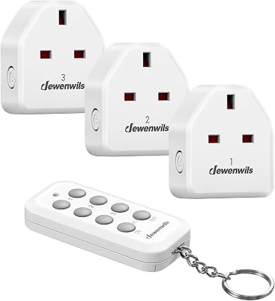 Dewenwils Remote Control Plug Socket 13A 3120W 30M Range 3 Sockets