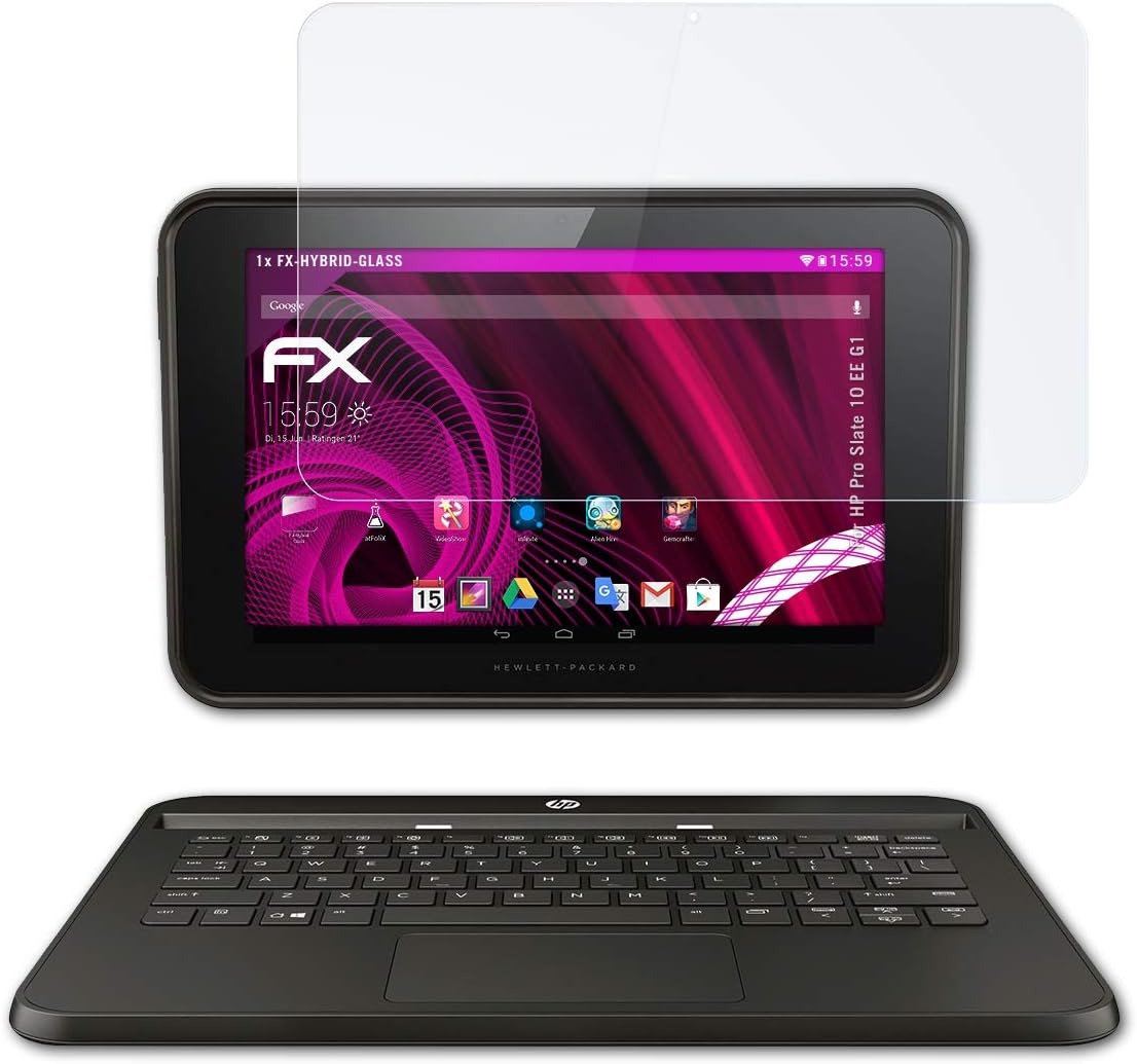 atFoliX Plastic Glass Protective Film Compatible with HP Pro Slate 10 EE G1 Glass Protector, 9H Hybrid-Glass FX Glass Screen Protector of Plastic