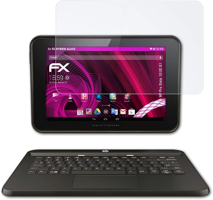 atFoliX Plastic Glass Protective Film Compatible with HP Pro Slate 10 EE G1 Glass Protector, 9H Hybrid-Glass FX Glass Screen Protector of Plastic