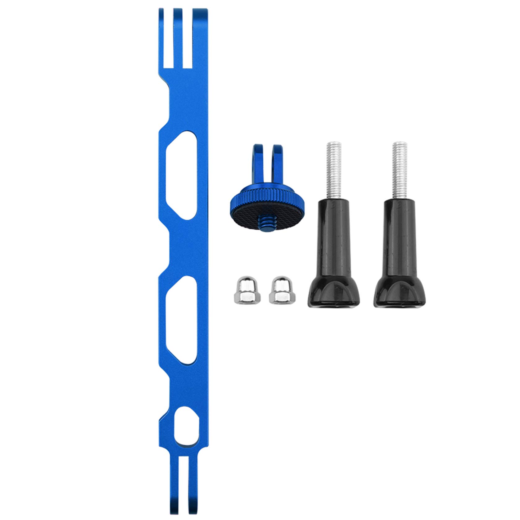 Hensych Aluminium Alloy Helmet Mount Extension Pole Stick Helmet Extension Arm Bracket Adapter Conversion Head Long Screw Set for Insta360 ONE X2/X Panoramic Camera (Blue)