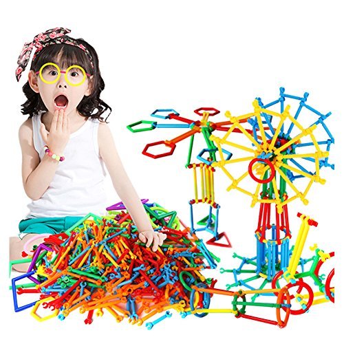 O-Toys Interlocking Toys for Kids Connecting Toys Construction Toy Kit Building Blocks Bars Educational Preschool Learning Stem Toys Shaped Puzzle Game Playset (420pcs)