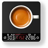 BITAMOM Mini Espresso Coffee Scale with Timer, 2kg/0.1g | Rechargeable Kitchen Scale with 0.1g Precision, Dual Timing Modes, g/oz/ml Units and ABS Design for Espresso or Pour-Over