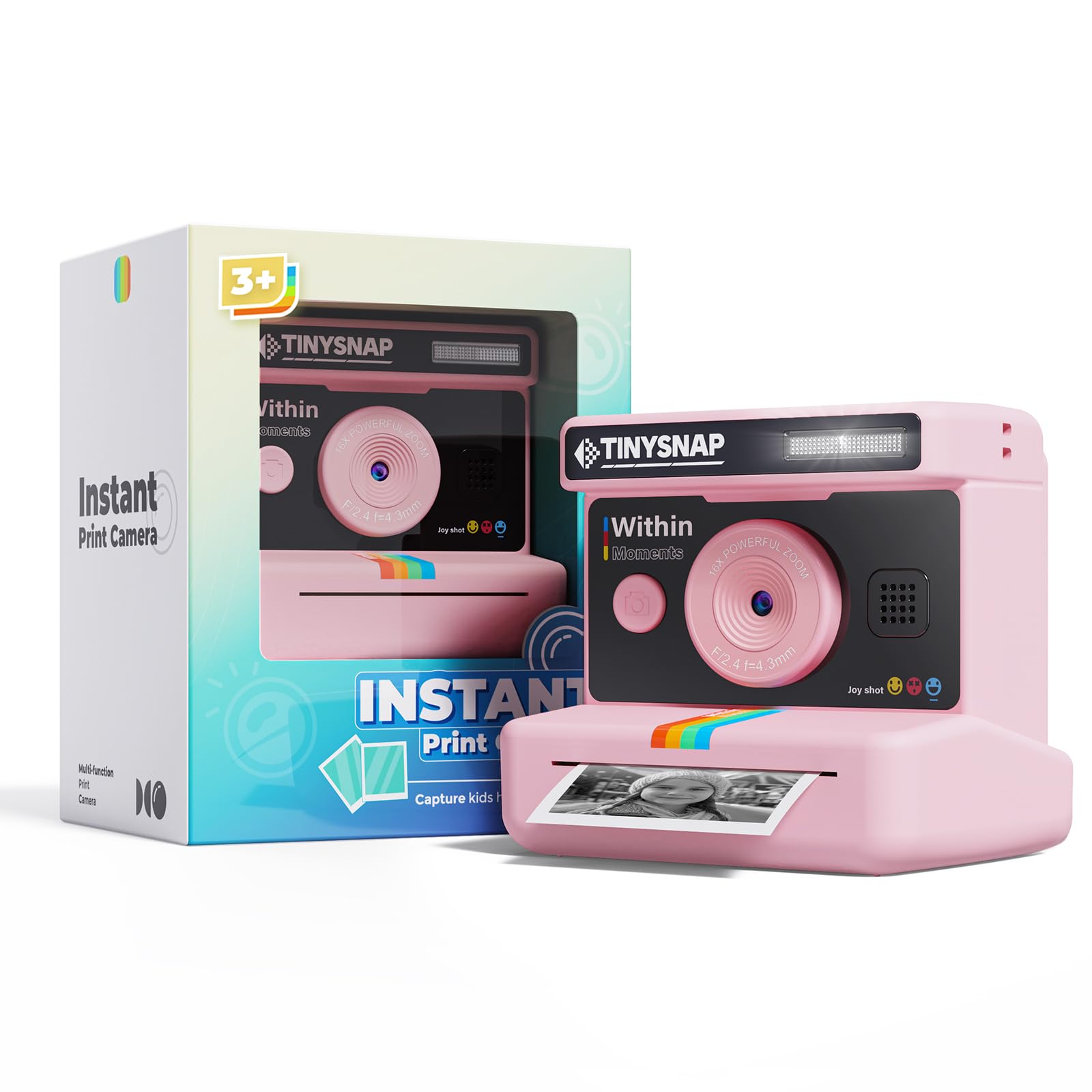 Photo 1 of Eveedo Instant Print Camera for Kids,2.4 Inch Screen Kids Instant Cameras, Christmas Birthday Gifts for Girls Age 3-12, Portable Toddler Toy for 3 4 5 6 7 8 9 10 Year Old Girls Boys (Pink)