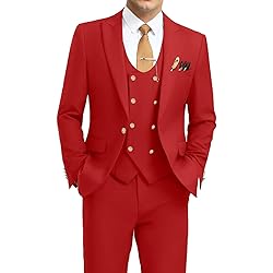 Aowdoy Men's Suits 3 Piece Slim Fit Tuxedo Suit One