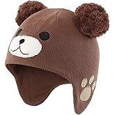 LLmoway Baby Infant Toddler Fleece Lined Knit Hat Kids Winter Earflap Pom Beanie