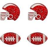 Acrylic Football Earrings for Women Cool Punk Red Football Earrings Lightweight Rugby Earrings Rugby Sports Stud Earrings Funny Sports Jewelry