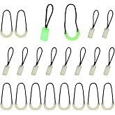 20 Pcs Self Luminous Zipper Pulls,Glow in The Dark Zipper Pulls Head for Outdoor Mountaineering Camping Easy-to-Find Heads for Backpacks, Jackets, Luggage (Square+U-Shaped)