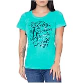 Harley-Davidson Women's Swirl Spirit Foil Scoop Neck Short Sleeve Tee, Blue
