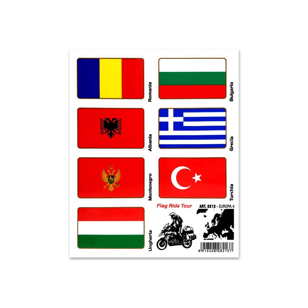 Quattroerre Sticker Flag Ride Tour Europe 4 for Bike Cases, 16 x 13.5 cm
