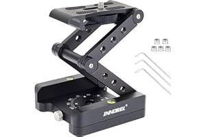Z-Flex Tilt Tripod Head-INNOREL MH5 CNC Aluminum Alloy All Metal Flexible Folding Z Pan 360° Horizontal Rotation with 1/4" and 3/8" Screws, Max Load 6.61lb for Canon Nikon Sony DSRL Camcorder Slider