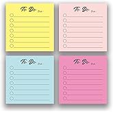 RAINBAM Colorful 4-Pads/200 Sheets 3x3 Sticky Notes Set, Adorable Cartoon Memo Pads with High-Adhesive, Post Reusable Tearable it Notes for Journal Planners Office School Home, Bulk Stationery Gift