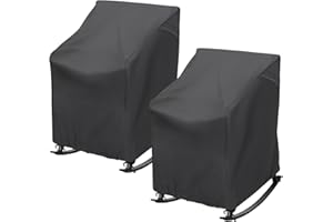 TORUTA Outdoor Rocking Chair Cover 27.5" L x 32.5" D x 39" H Grey 420D Waterproof Oxford Fabric Production Patio Furniture Rocking Chair Covers (Black-2 Packs, 27.5" L x 32.5" D x 39" H)