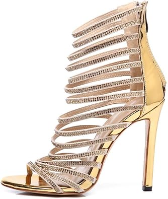 gold stiletto sandals
