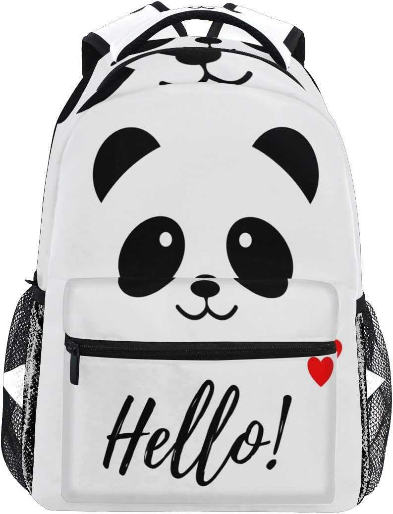 Panda Hello Girls Backpacks for Elementary School Cute Bookbag for Kids