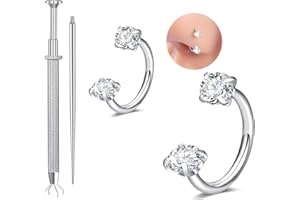 Longita Silver Gold Nose Studs 18g 20g 22g TItanium Threadless Nose Ring Screw Corkscrew Nostril Piercing Jewelry for Women Men 16g Flat Back Tragus Helix Cartilage Earring Stud 6mm 8mm Labret Jewelry