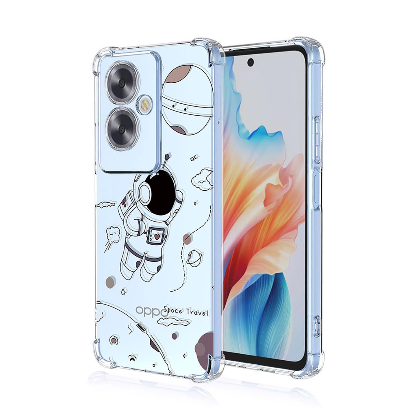 ILING Case for Xiaomi POCO F6 5G, Ultra Thin Elegant Flower and Cute Cartoon Pattern Design Transparent Shockproof Soft Silicone TPU Bumper Women Girls Cover (Space Travel)