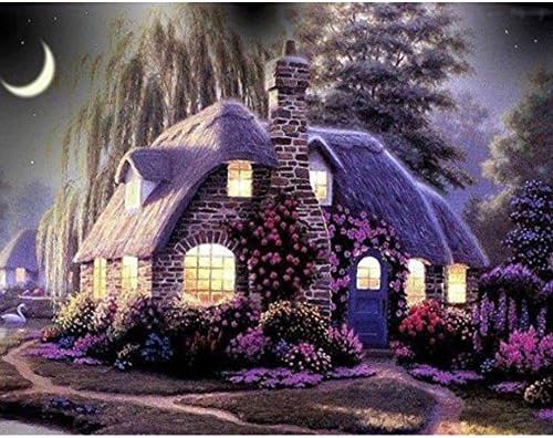 HEWADY DIY 5D Diamond Painting Kit, Forest house Crystal Full Diamond Rhinestone Painting By Number Cross Stitch Kit Embroidery Craft Home Decor(9.8"x 11.8")
