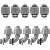 Moicstiy 10Pcs 1/2 Inch NPT Liquid Tight Connector | Nonmetallic Electrical Conduit Connector Fitting, UL Listed, PVC Flexible Conduit Fittings, 5Pcs Straight + 5Pcs 90 Degree