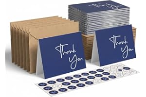 XXINMOH 100 Pack Thank You Cards With Envelopes Bulk Set & Stickers - 4x6 inch Blank Thank You Notes Bulk Box Set - Large Note Card Small Business, Wedding, Baby Shower & Bridal Shower - Navy Blue