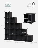 SONGMICS 16-Cube Storage Unit Shoe Rack DIY Shelving System 31 x 123 cm Black view 7