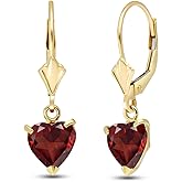 14k Yellow Gold Leverback Earrings with Natural Garnets