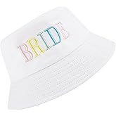 JYSILIYH White Bride Bucket Hat, Bachelorette Party, Embroidered Sun Hat, Bridal Shower Bride to Be Gift, One Size, Women's, Cotton, Letter Print, Sun Protection