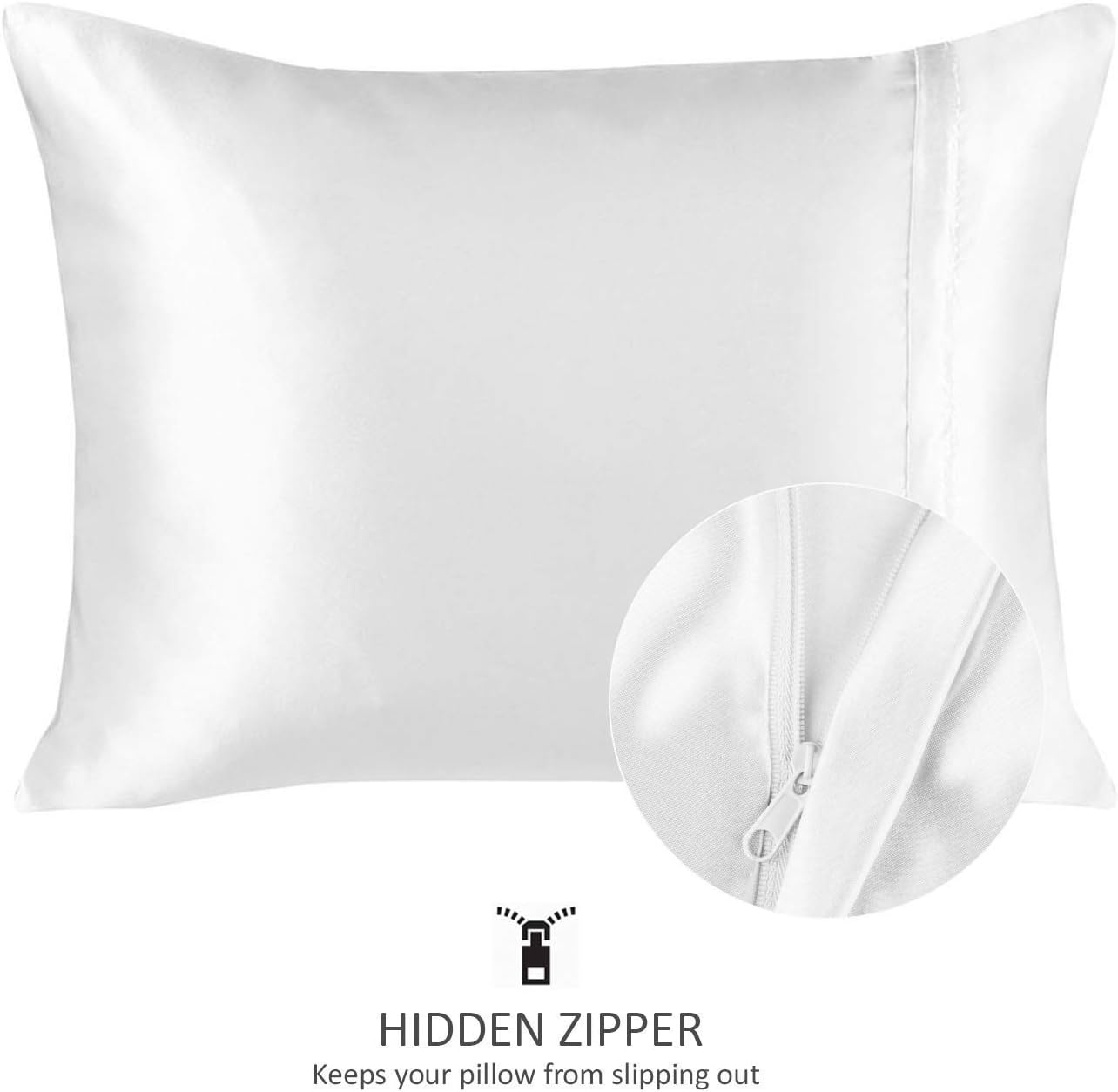 ShopBedding Luxury Satin Pillowcase for Hair – Standard Satin Pillowcase with Zipper, White (Pillowcase Set of 2) – Blissford: Kitchen & Dining