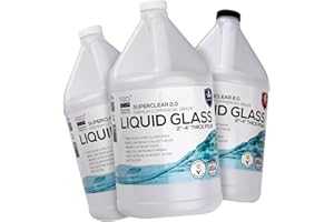 SUPERCLEAR Deep Pour Epoxy Resin Liquid Glass 3 GL Kit, 2-4 inch Super Clear Amazing Flow Casting Resin Kit, High Temp Heat UV Resistant Food Safe Epoxy, Bubble Free Low Viscosity Cast & Coat Stone Wood Metal