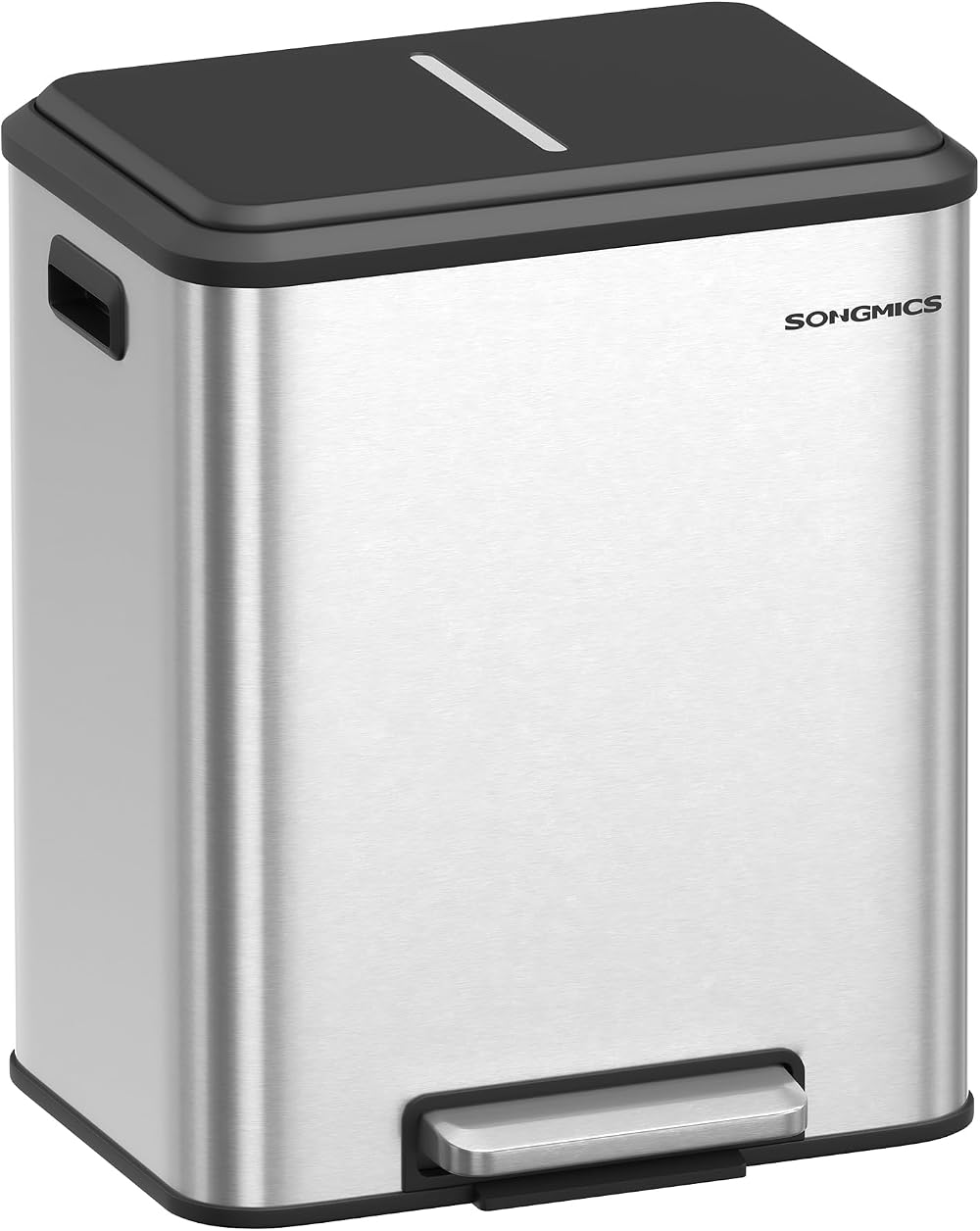 SONGMICS 2 x 15L Kitchen Waste Bin Double Rubbish Bin Stainless Steel