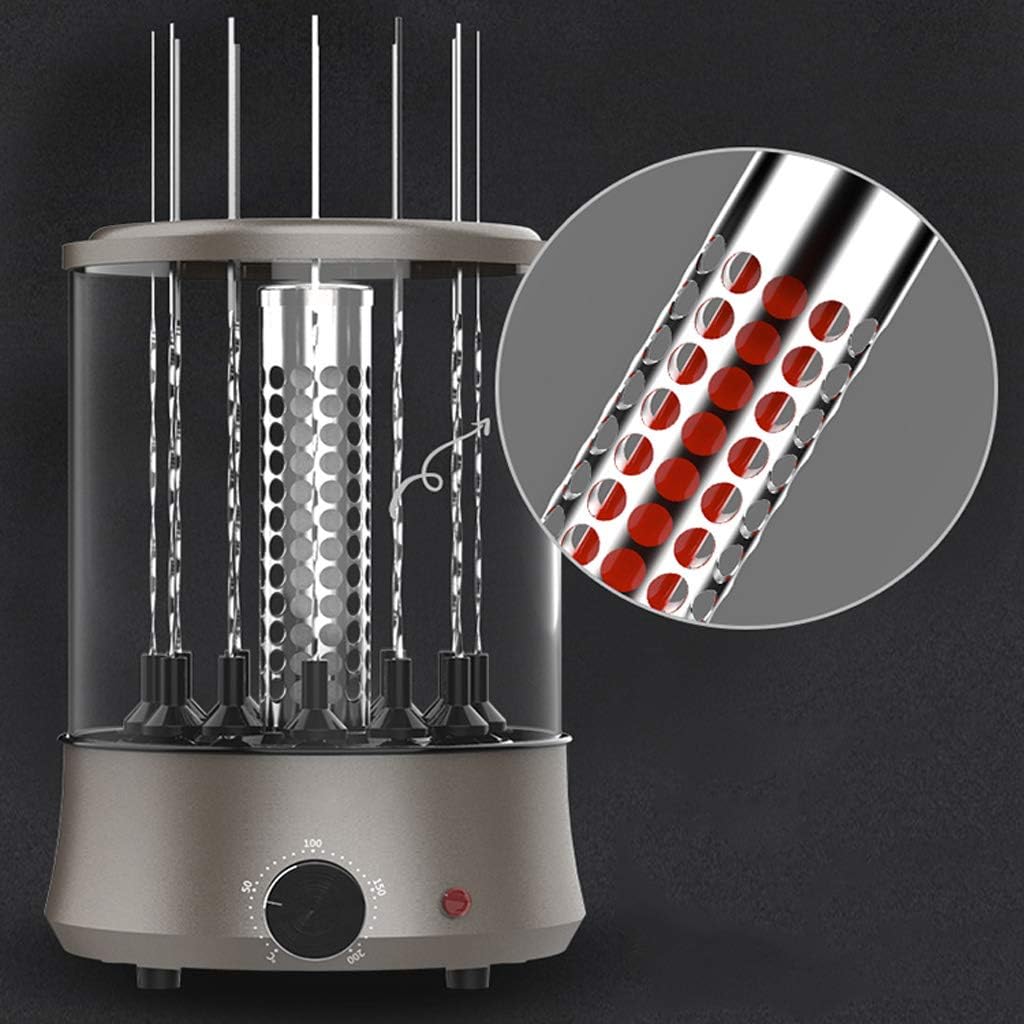 review zaizai Electric Indoor Searing Grill 360° Automatic Rotation, Smoke-Free Grilling, Temperature Control, Knob Operation 1100W Smokeless Electric Grill