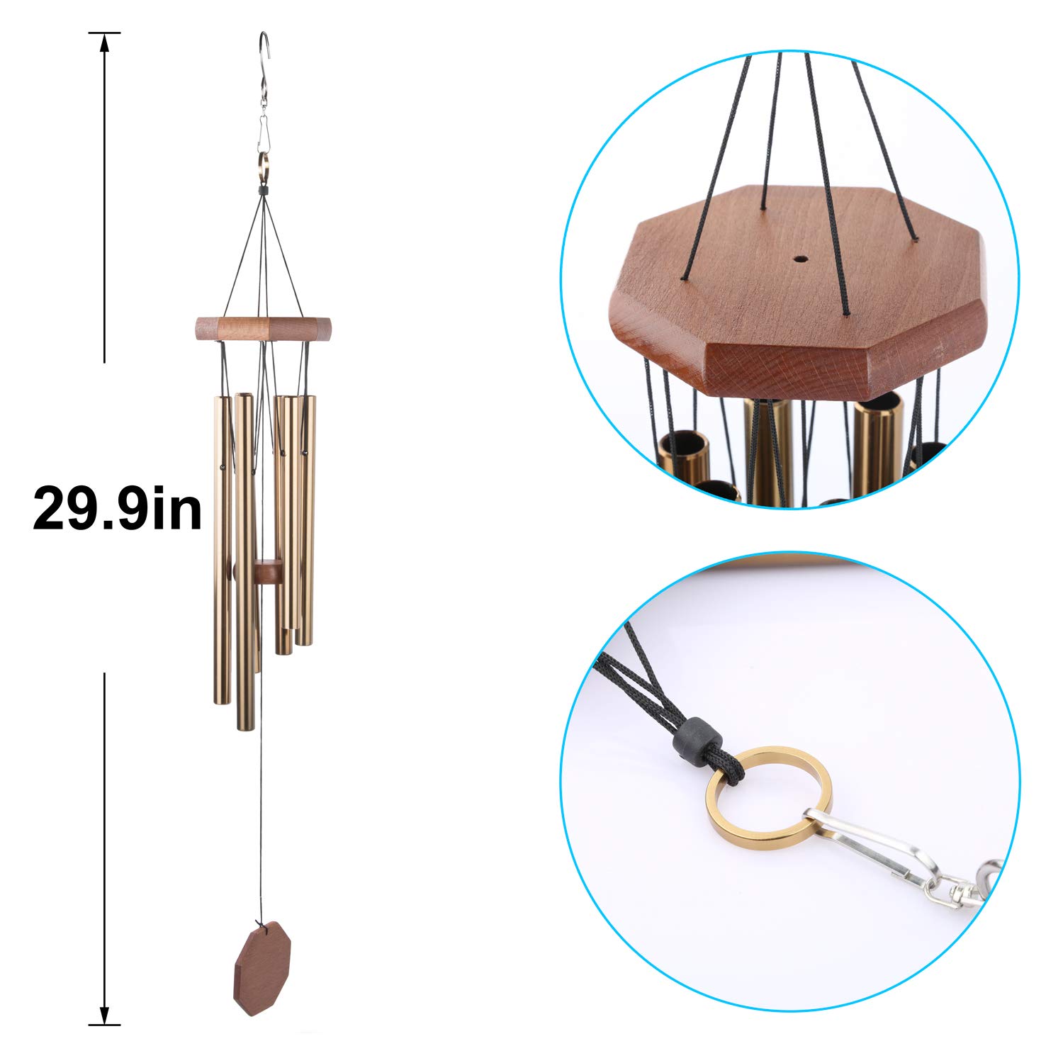 Wind Chime, 29.9” Wind Bell 6 Aluminum Tubes Beautiful Sound, Patio,Garden, Balcony,Yard,Porch,Outdoor,Indoor Décor