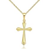KKR Cross Necklace for Women 14K Gold Cross Necklaces for Women Gold Crosses Chain Pendant Necklace for womens with V-Shaped Patterns Trendy Crosses necklaces for Womens