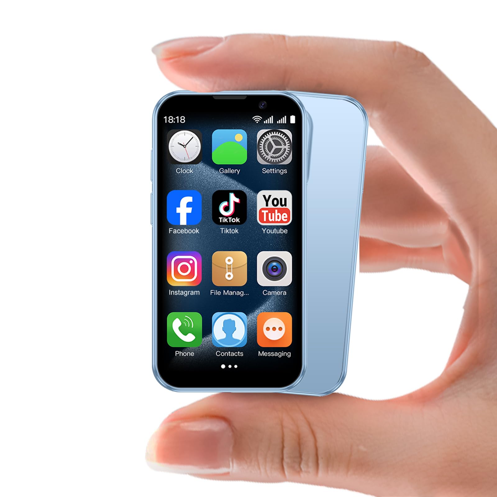 Photo 1 of Zylofy Mini Phone 3.0" Unlocked Mini Smartphone for Kids World's Smallest Cell Phone Quad Core Dual Sim Card Face ID Android Compact Small Mobile Phones for Student Pocket 2GB+16GB Blue