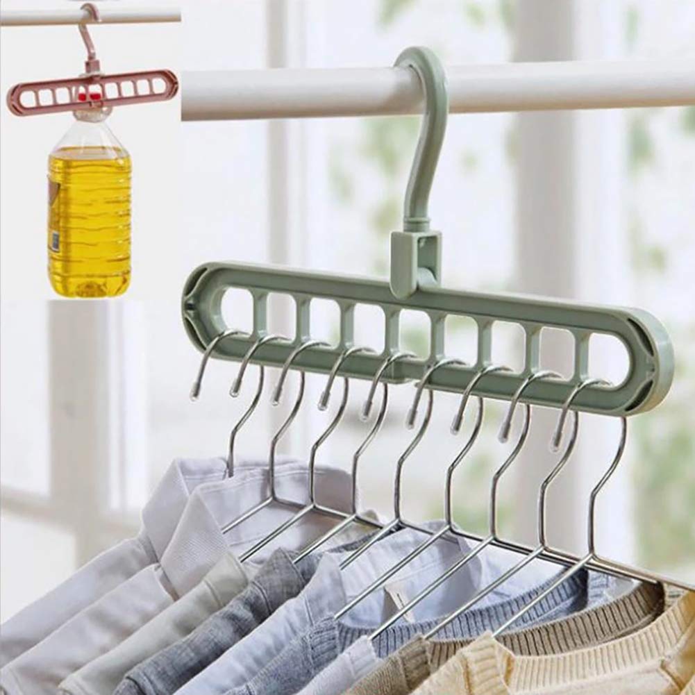 Doolland 10pcs Magic Rotatable Clothes Hanger Organize,Rotating Clothing Drying Rack,Nine-Hole Multifunction Space Saving Hangers