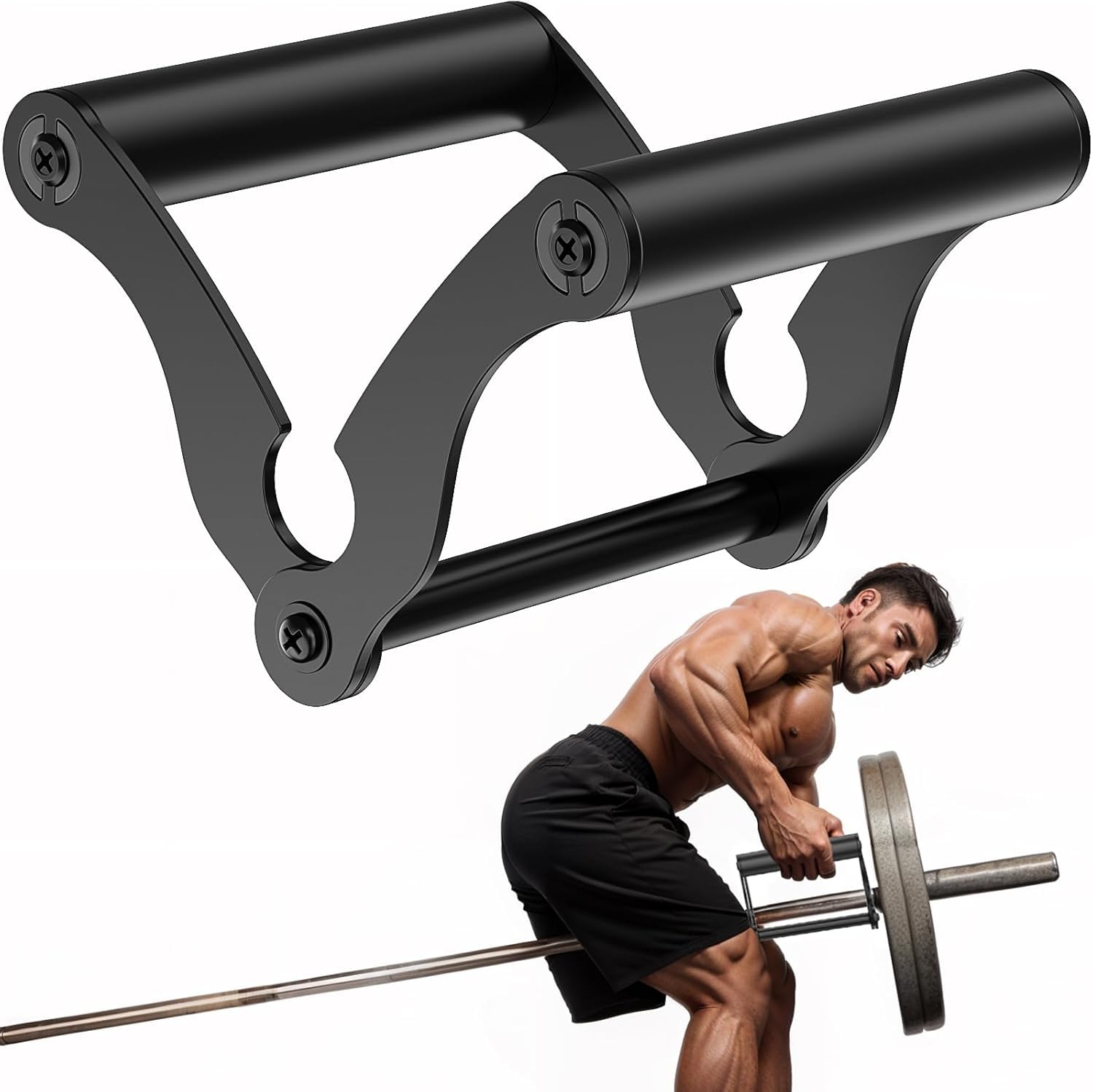 Photo 1 of Lewufe V Bar Row Landmine Handle Attachment for Barbell Bars, Solid Double D Handle, T-Bar Row Handle Attachments with Non-Slip Rubber Grip, Fits Olympic Bar Strength Training Bar