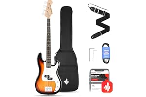 Donner Electric Bass Guitar 4 Strings Full-Size Standard Bass PB-Style Beginner Kit Sunburst for Starter with Free Online Lesson Gig Bag Guitar Strap and Guitar Cable, DPB-510S