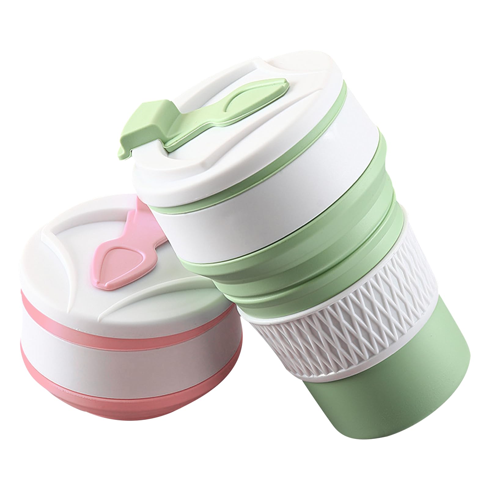 Kujinova 2 Pcs Collapsible Cup, Cup with Lid Foldable, Collapsible Camping Mug, Travel Mug, Made of Silicone, Safe and Environmentally Friendly, Reusable, Suitable for Picnic, Camping, Travelling