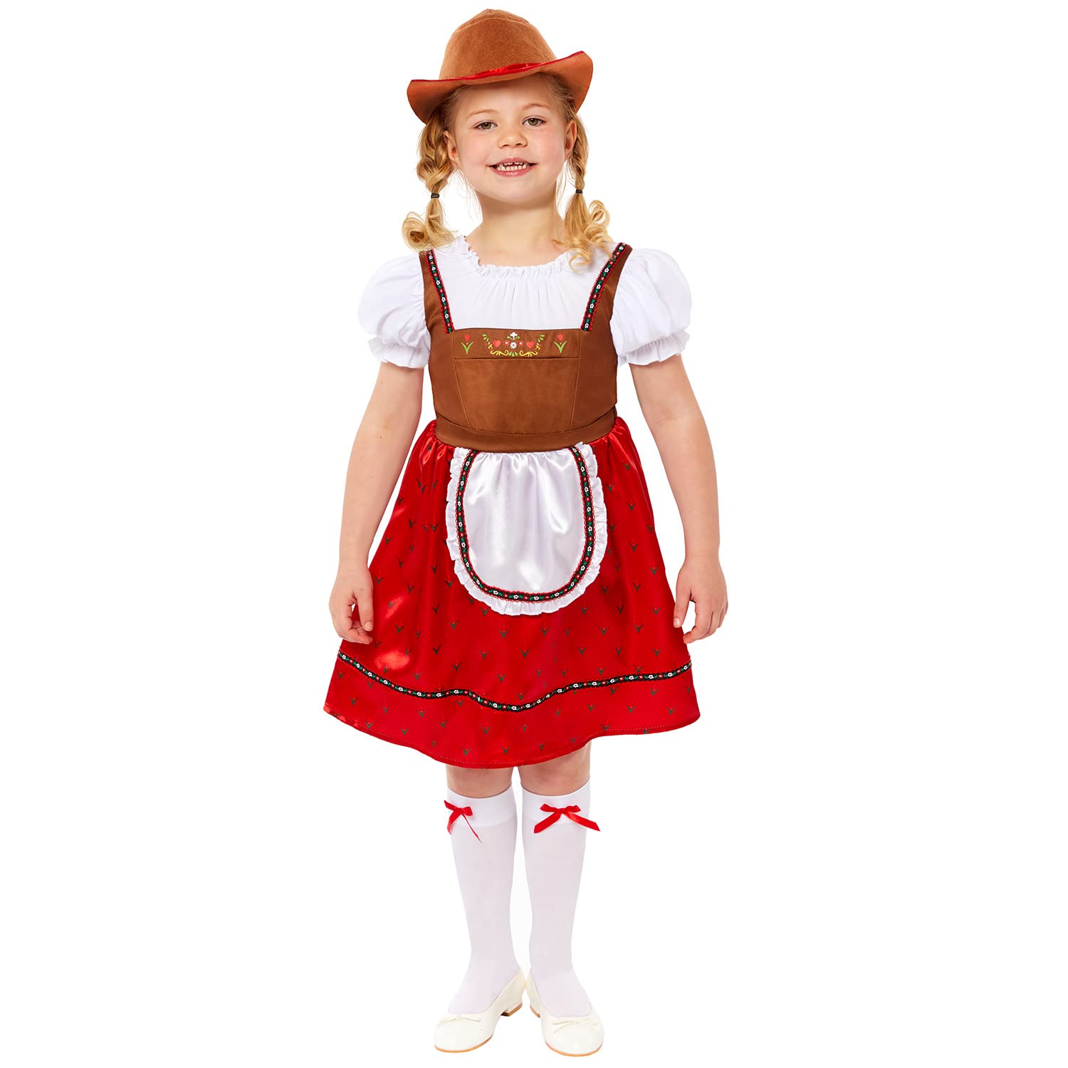 amscan 9917583 9917580 - Childs Bavarian Girl in Red Fancy Dress Costume Kids Oktoberfest Party Outfit