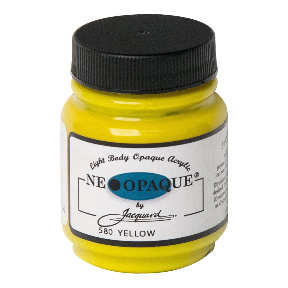 Jacquard Neopaque Yellow Acrylic Paint for Fabric, Leather, and Wood, Opaque Water-Based Non-Toxic Formula suitable for Mixed Media Crafts, 2.25 oz