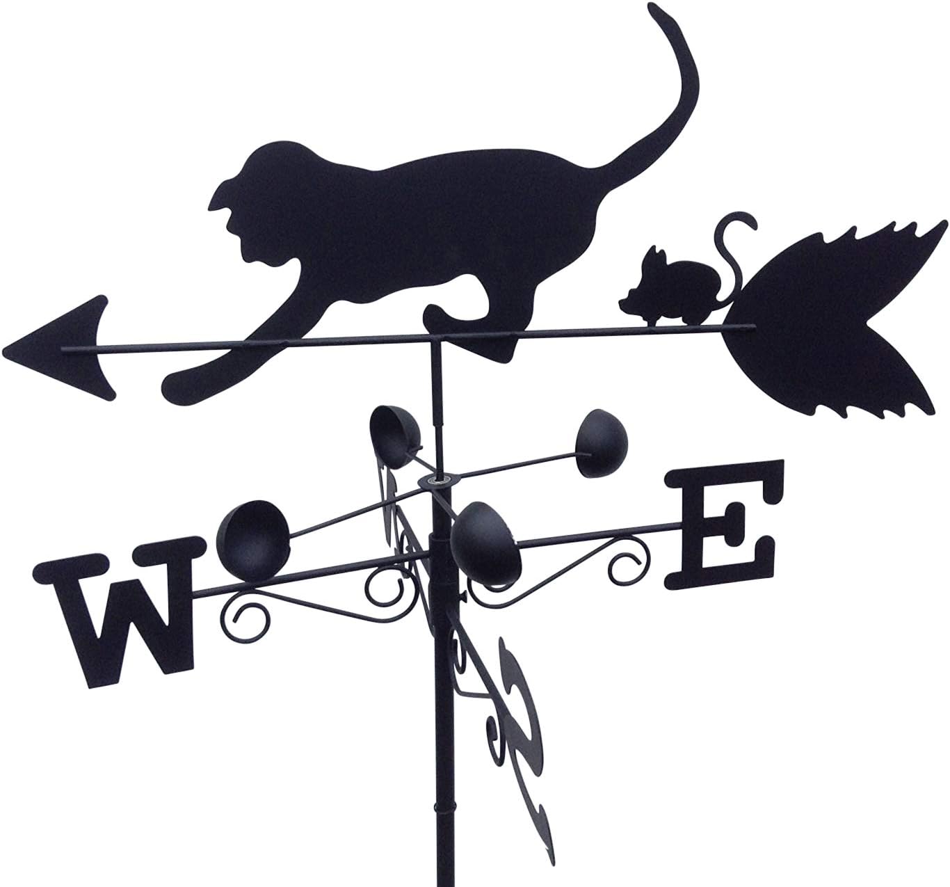 Girouettes Girouette Chat Et Souris En Acier Avec Mat Et Fixation Murale Jardin Terrasse Forumsec Org