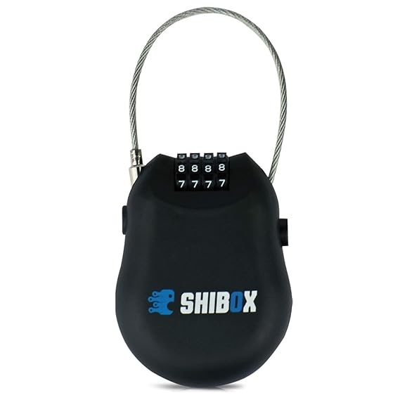 Shibox Aufroll Kabelschloss Fahrradschloß mit Zahlencode I Zahlenschloss für Fahrrad Snowboard E-Bike Locker I Zahlenschloss 