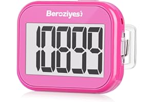 BEROZIYESI 3D Pedometer for Walking, Simple Step Counter for Walking with Removable Clip and Lanyard, Accurate Pedometers for Steps, Step Tracker with Large Display for Men Women and Kids (Pink)