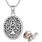 PARYFO Locket Necklace for Women 925 Sterling Silver Celtic Locket Pendant Necklace Moonstone/Turquoise/Black Agate Heart Shaped Locket Necklace Jewelry Gifts for Women