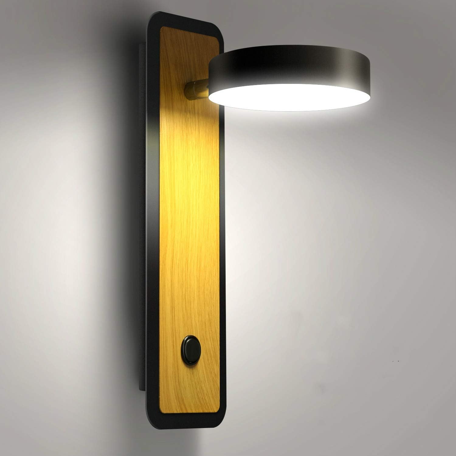 Lightess 12W Led Wall Light with Switch Adjustable Tricolored Wall Lamp