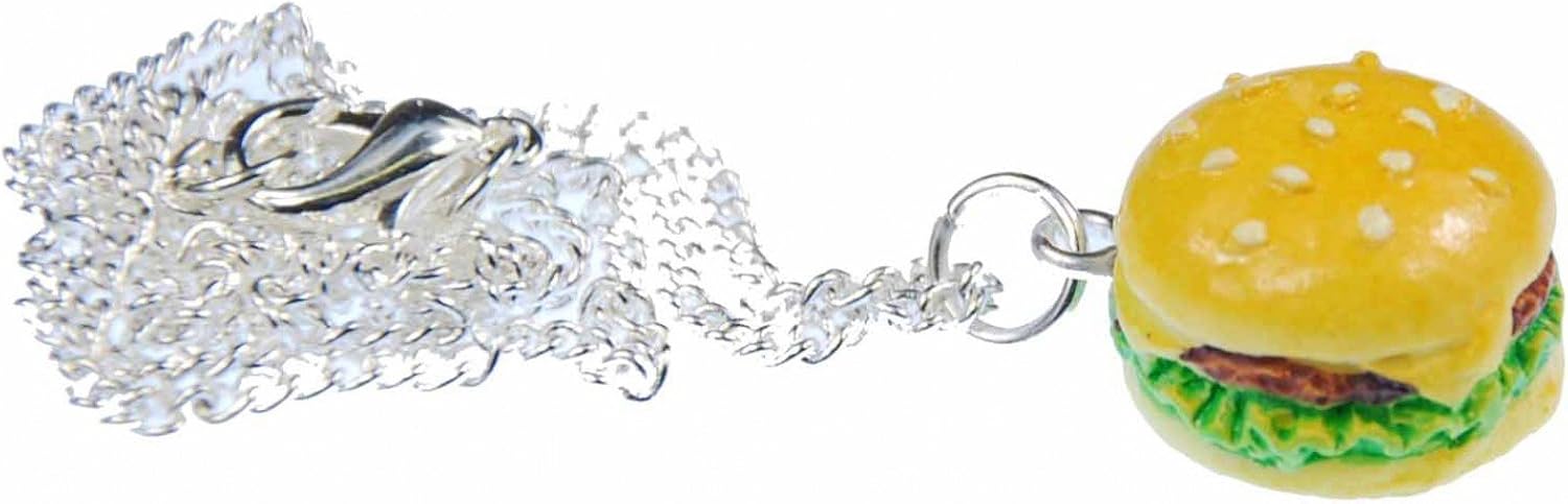 Miniblings Hamburger Big Necklace 45cm Cheesburger Fast Food Burger 16mm